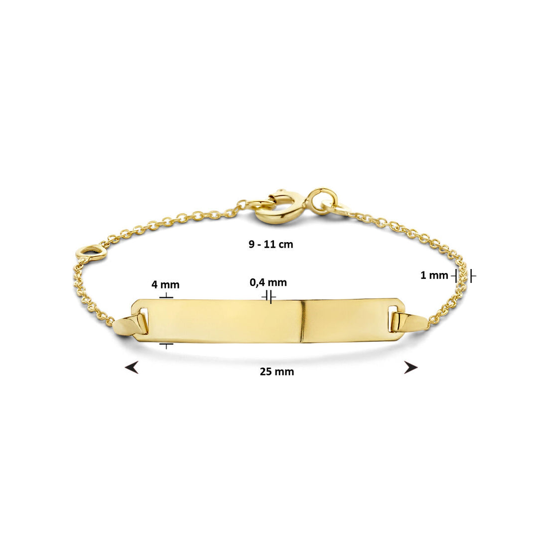 9k engraving bracelet plate 4.0 mm 9K yellow gold colored