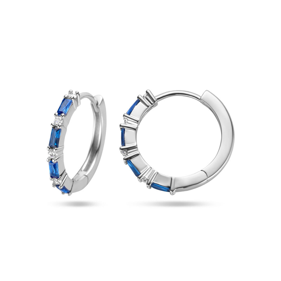 drop earrings blue zirconia silver rhodium plated
