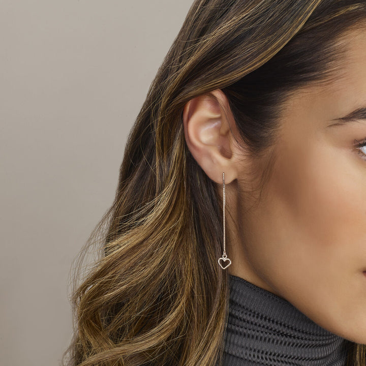 pull-through earrings heart silver rhodium plated