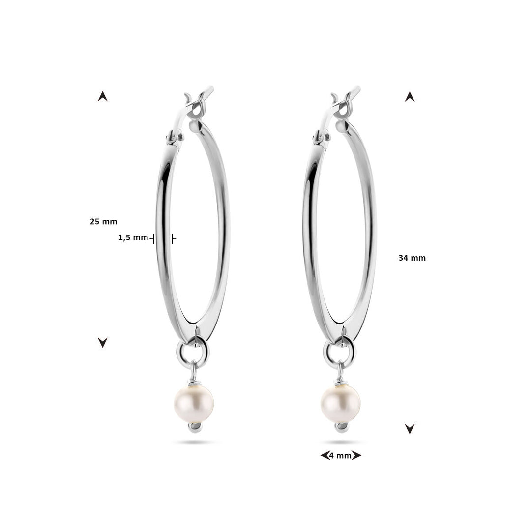 earrings synth. pearl silver rhodium plated