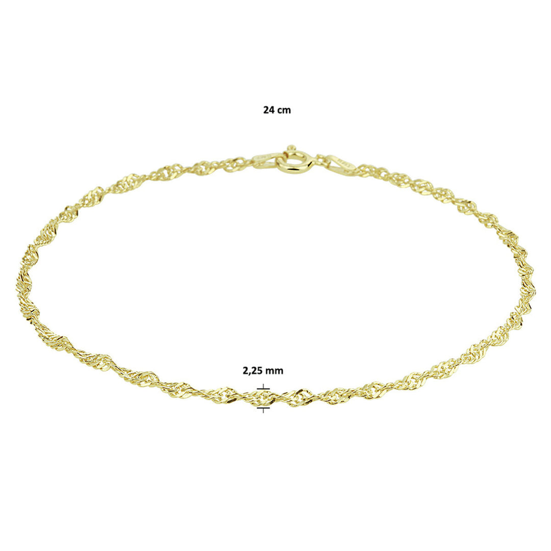 anklet Singapore 2.25 mm 24 cm 3 micron silver gold plated (yellow)