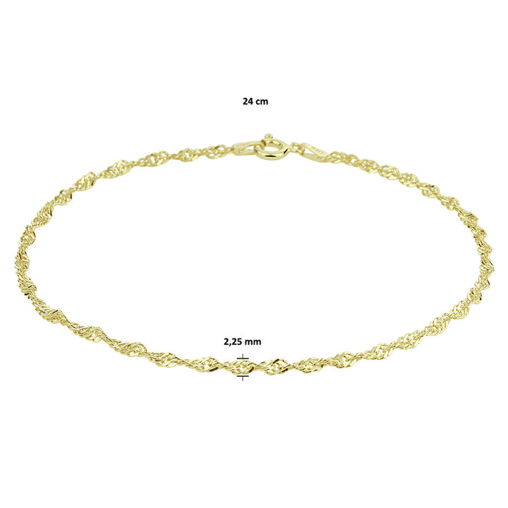 anklet Singapore 2.25 mm 24 cm 3 micron silver gold plated (yellow)