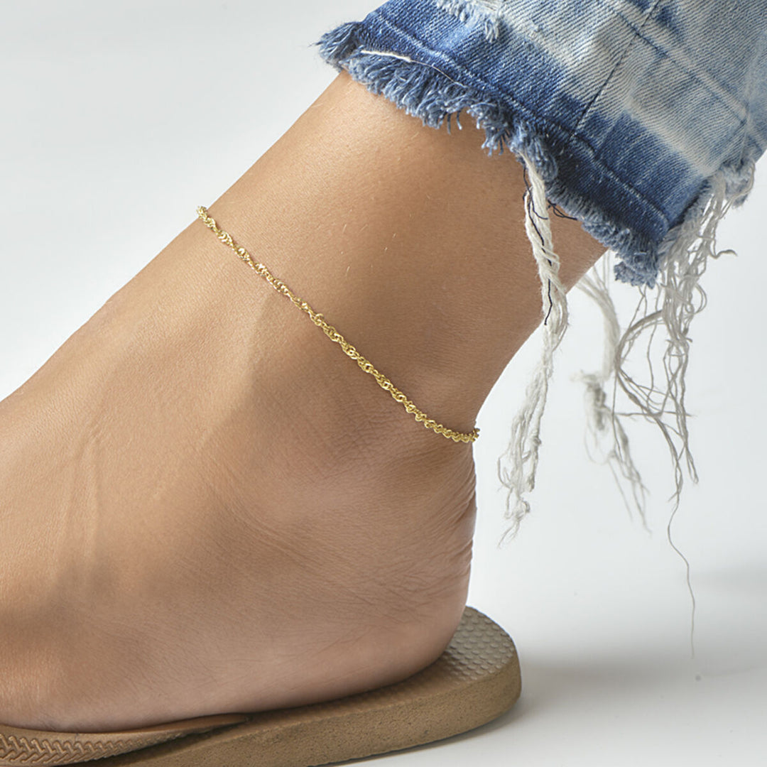 anklet Singapore 2.25 mm 24 cm 3 micron silver gold plated (yellow)