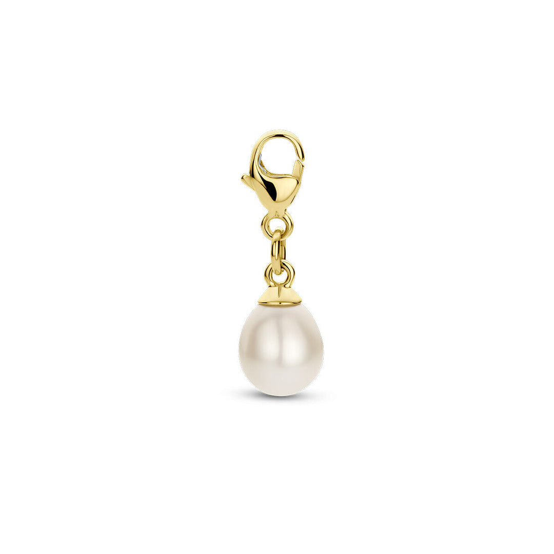 lock charm pearl 14K yellow gold