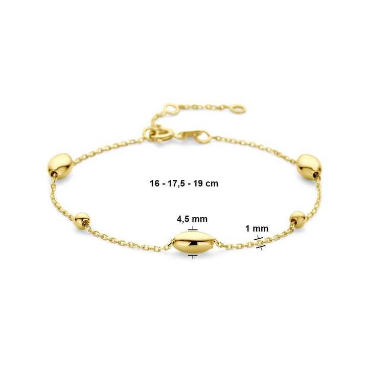 bracelet ovals and balls 16 - 17.5 - 19 cm 14K yellow gold