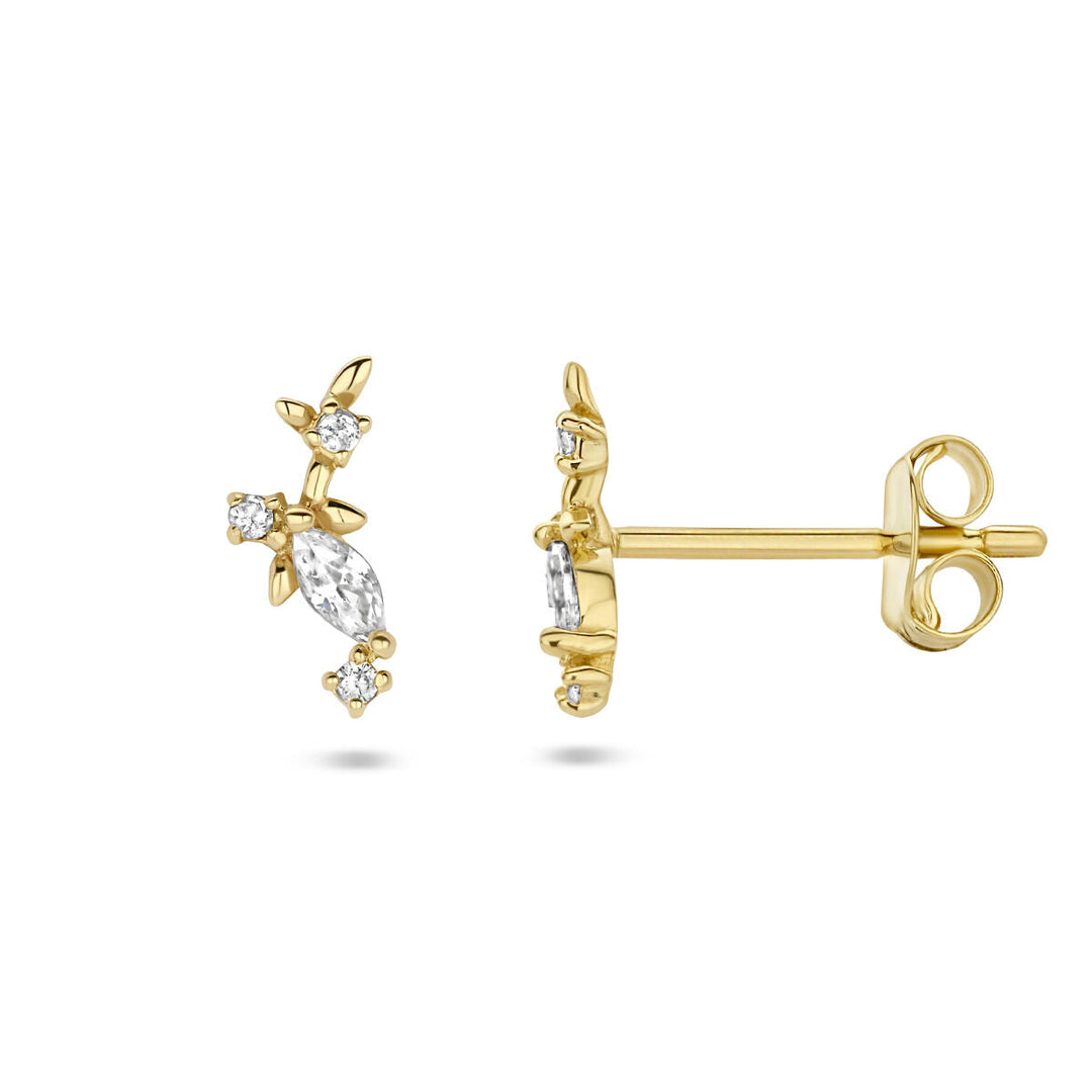 ear studs zirconia 14K yellow gold