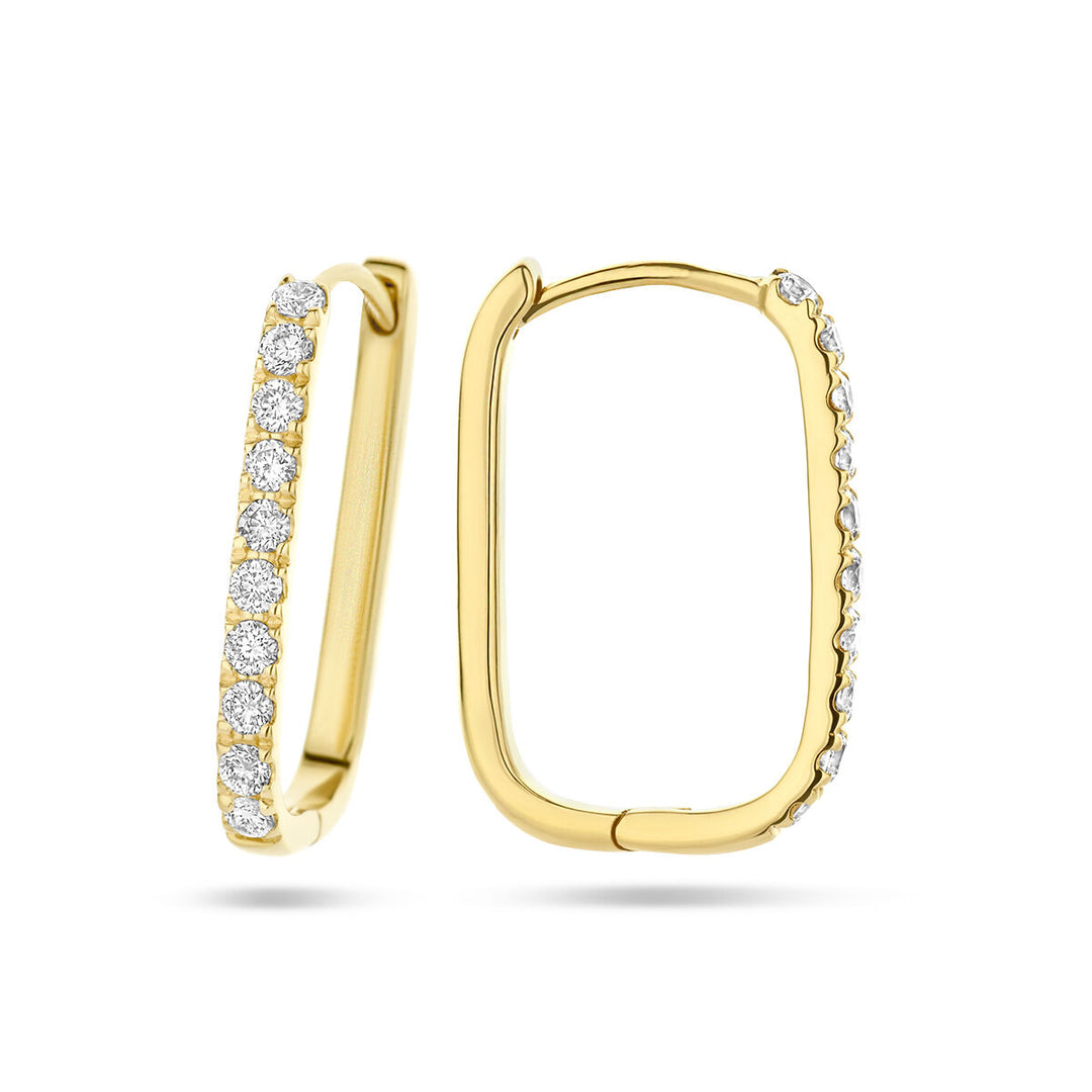 drop earrings paper clip diamond 0.22ct (2x 0.11ct) h si 14K yellow gold