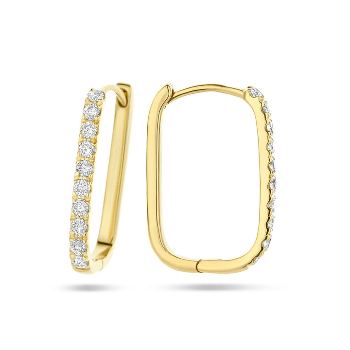 drop earrings paper clip diamond 0.22ct (2x 0.11ct) h si 14K yellow gold