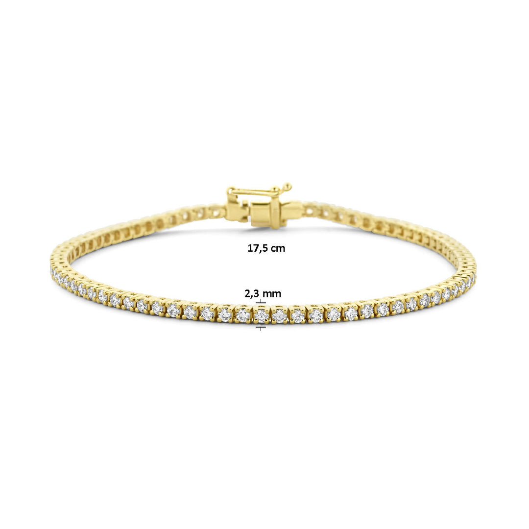 tennis bracelet lab grown diamond 2.00ct g si 2.3 mm 17.5 cm 14K yellow gold