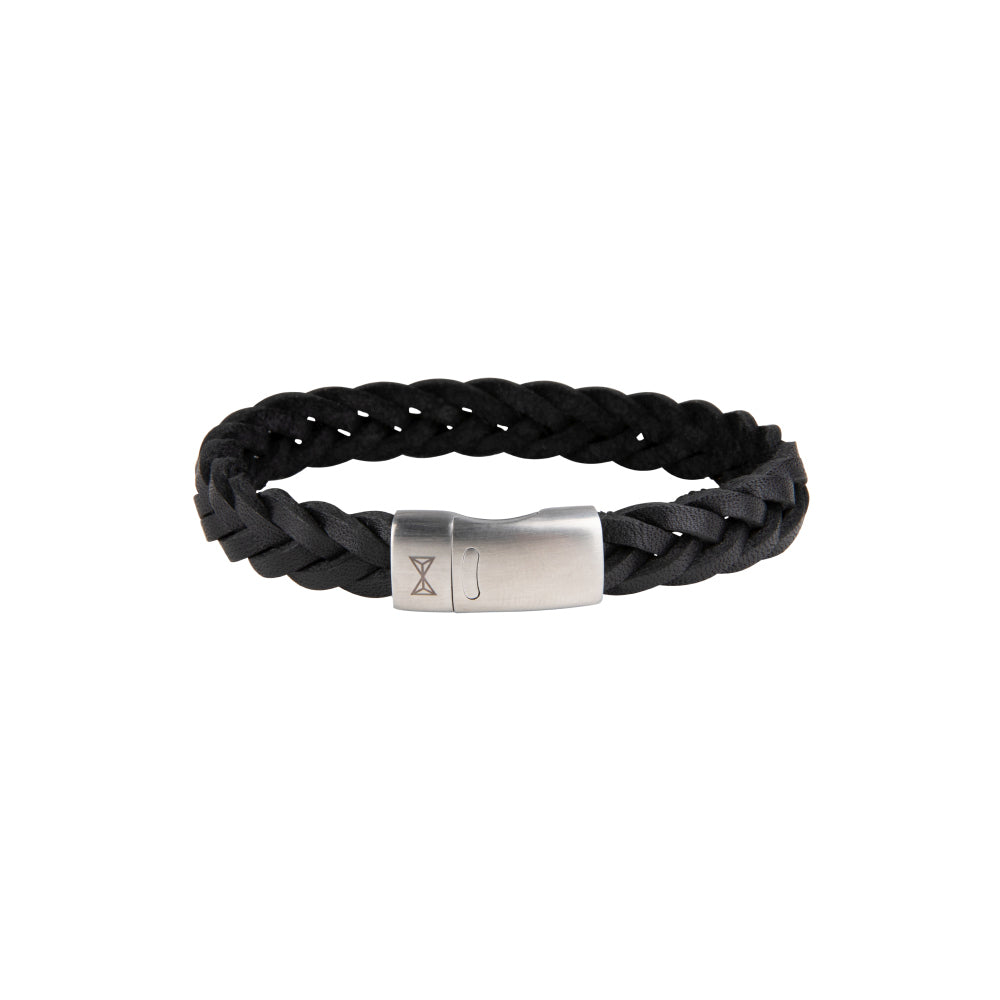 Men's leather bracelet - Iron Big Wave Black