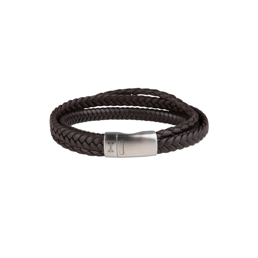 Men's leather bracelet - Iron Three String Brown