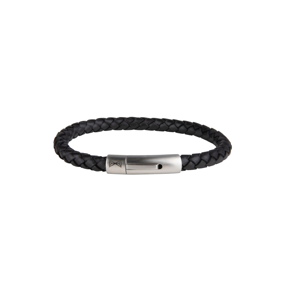 Men's leather bracelet - Iron Single String Black
