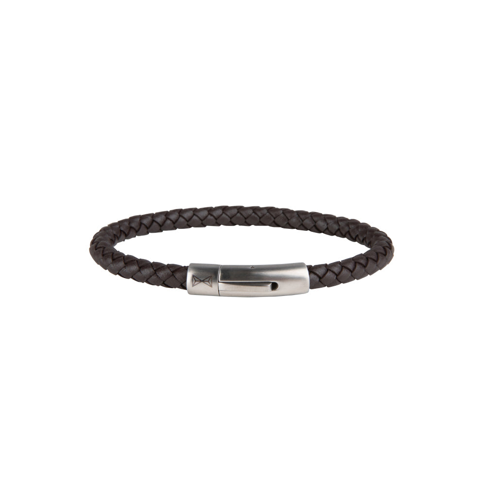 Men's leather bracelet - Iron Single String Brown