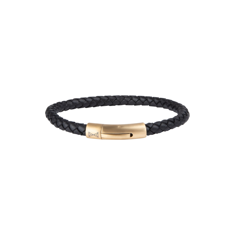 Men's leather bracelet - Iron Single String Gold