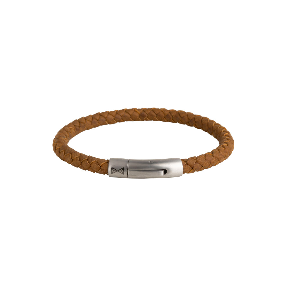 Men's leather bracelet - Iron Single String Noyer