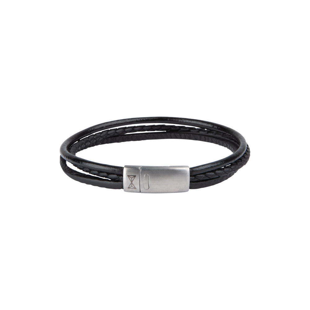 Leren armband heren - Dainty Three String Black