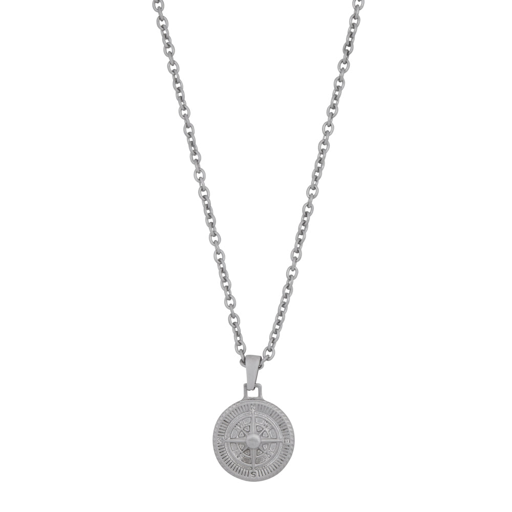 Silver necklace men - Necklace Boussole - Inox