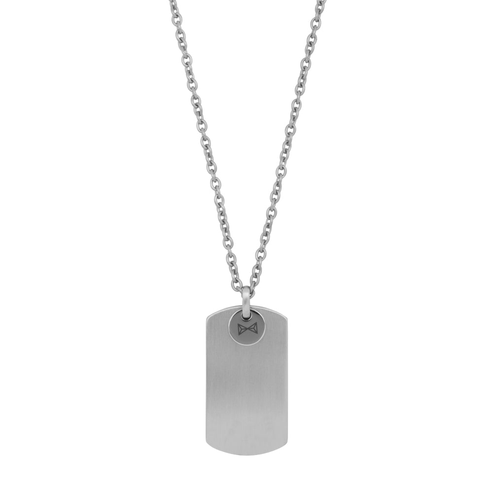 Silver chain men - Necklace Dogtag Plate - Inox