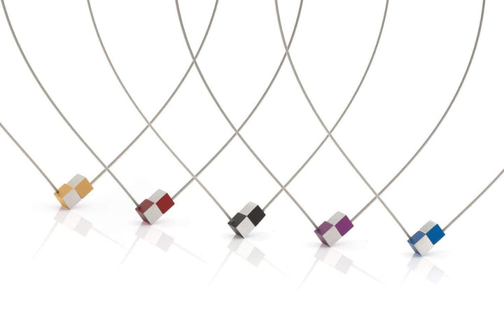 Necklace Two cubes Purple C205P