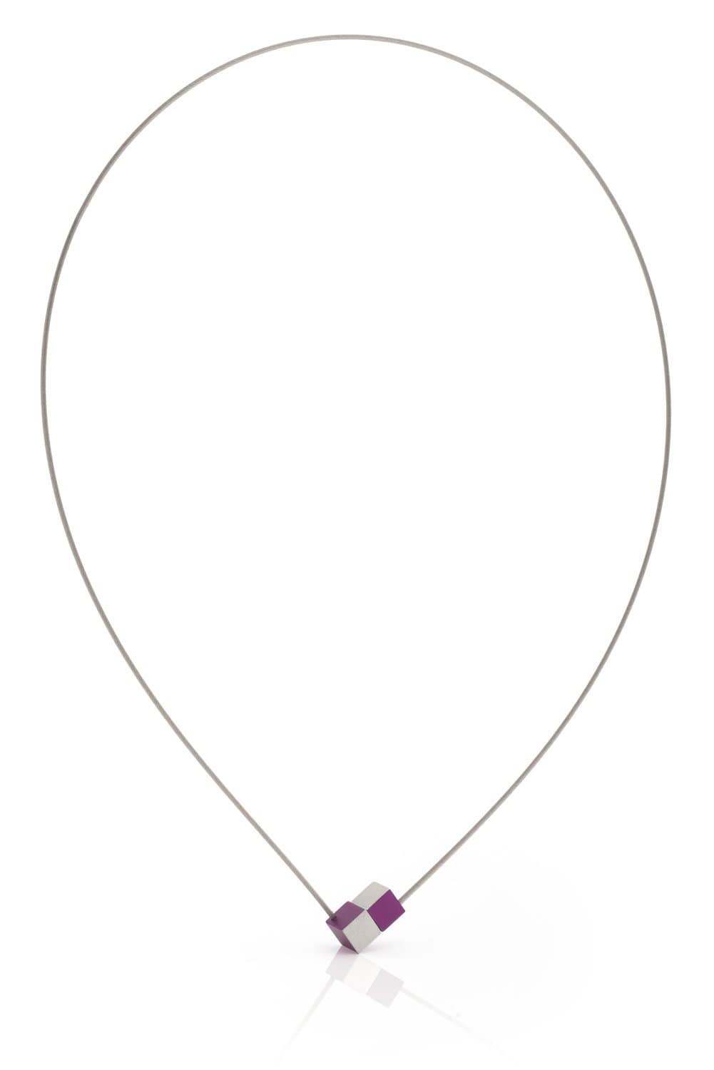 Necklace Two cubes Purple C205P
