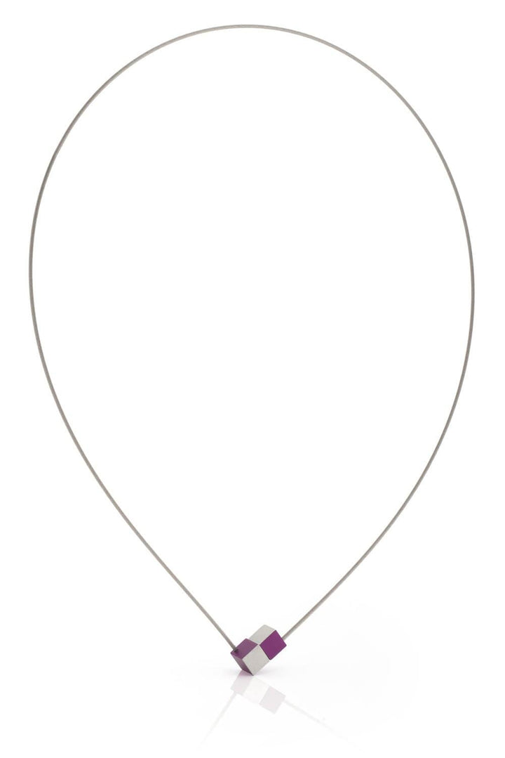 Necklace Two cubes Purple C205P