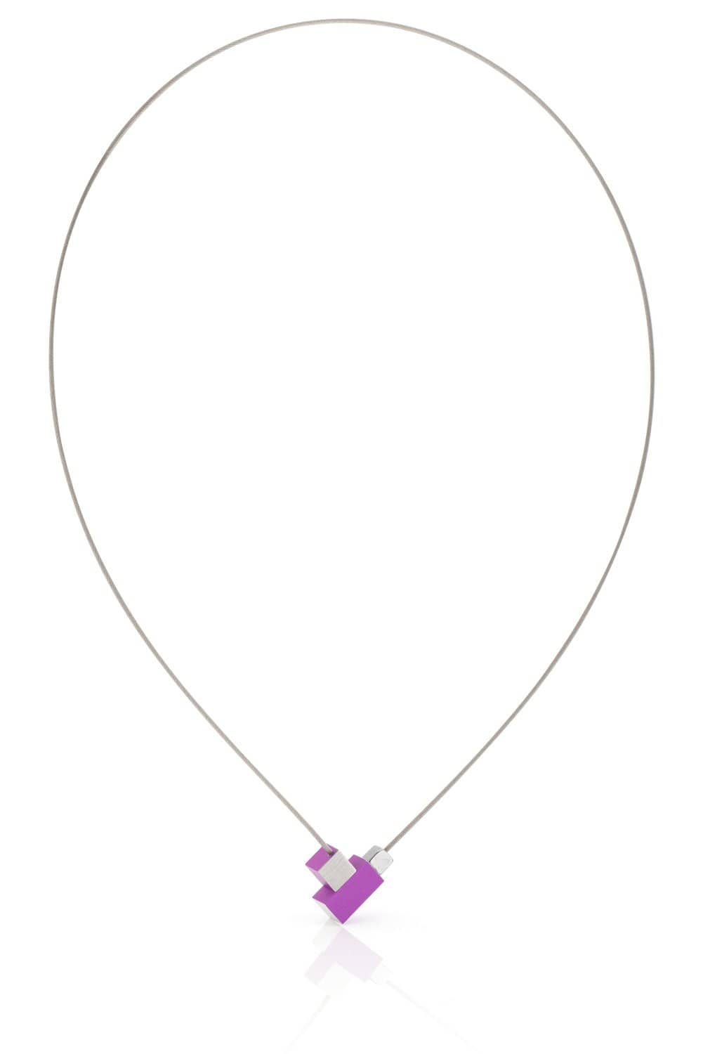 Collier Vierkantje en rechthoekje Paars C206P