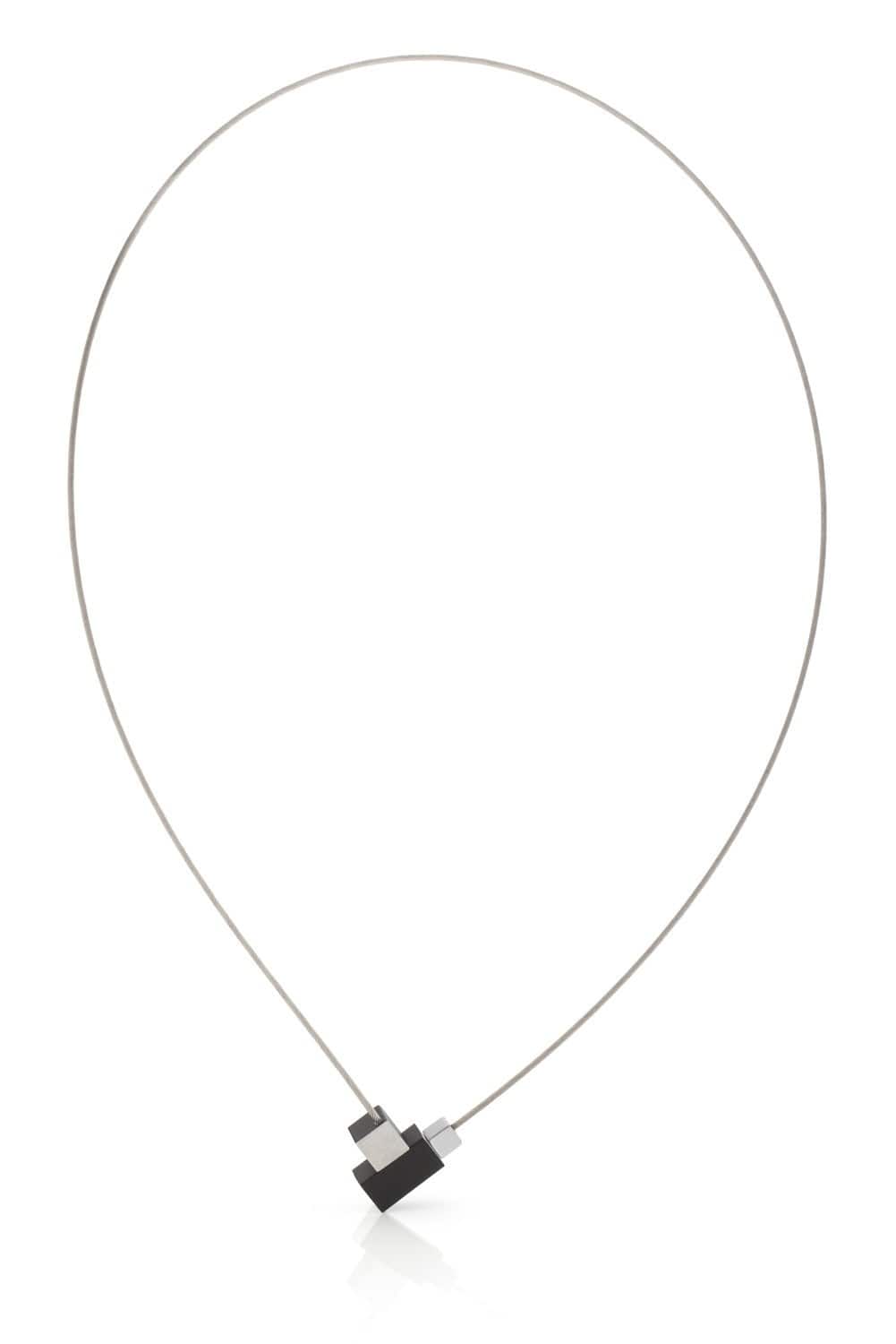 Necklace Square and Rectangle Black C206Z
