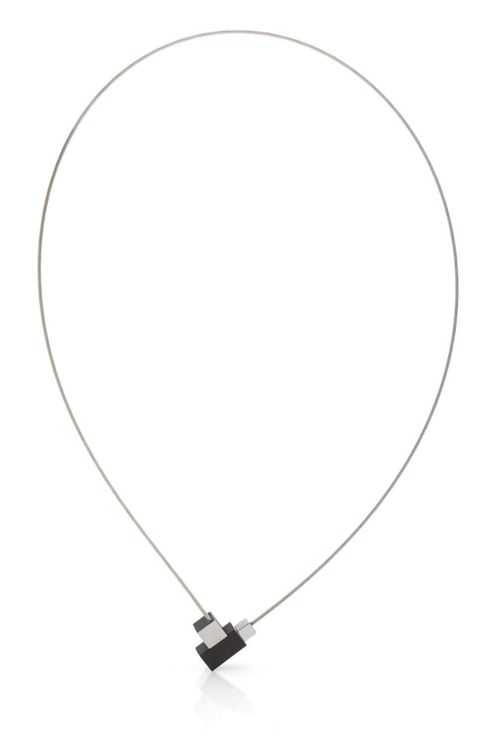 Necklace Square and Rectangle Black C206Z