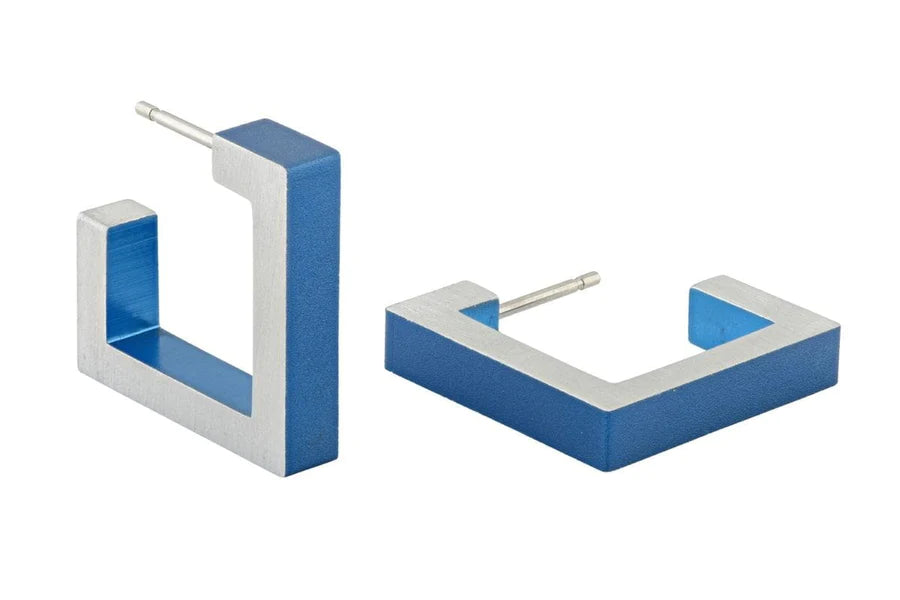 Square hoop earrings Blue O11B