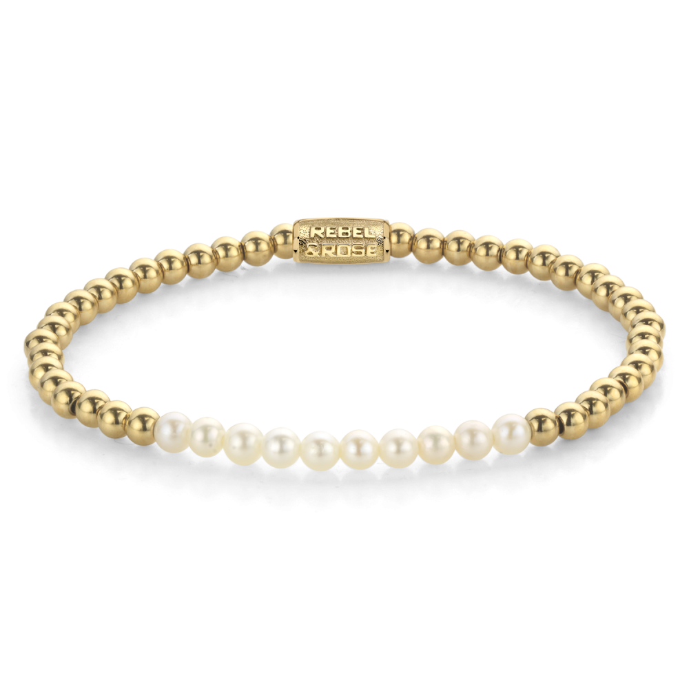 Pearl Gem meets Yellow Gold - 4mm - Kralen Armband Dames