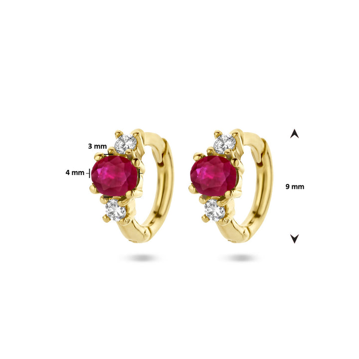 drop earrings ruby ​​and diamond 0.10ct (2x0.05ct) h si 14K yellow gold