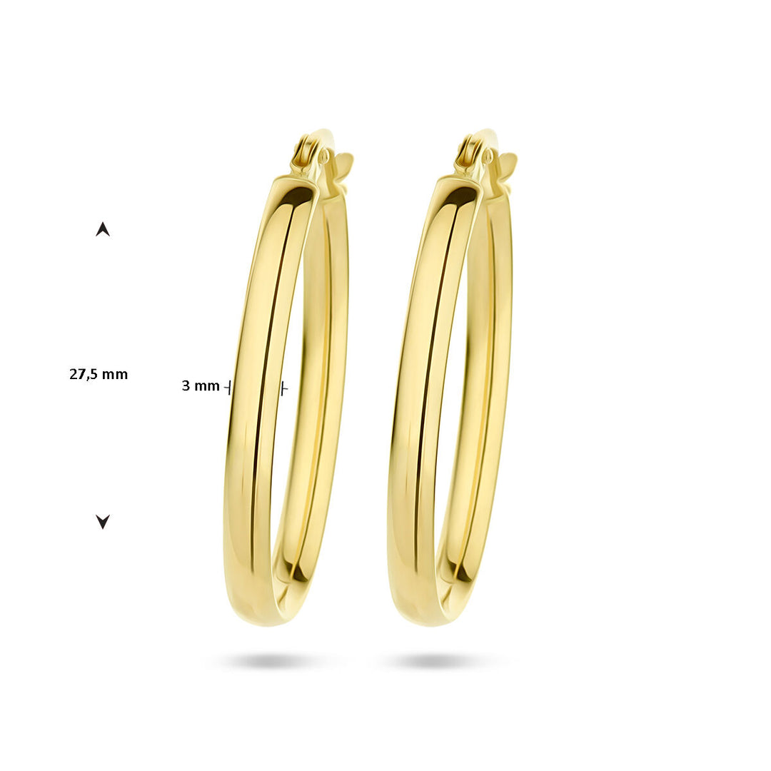earrings oval half round tube 14K yellow gold