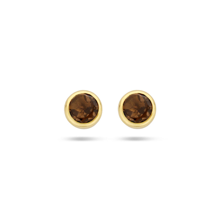 earrings smoky quartz 14K yellow gold