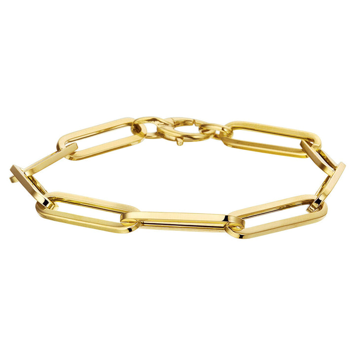 Gold bracelet ladies paper clip square tube 14K