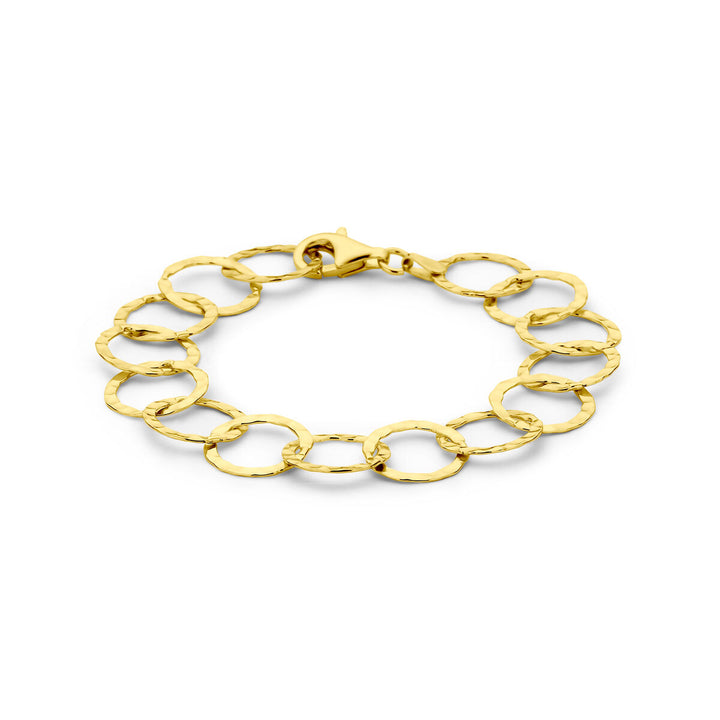 bracelet circles hammered 19 cm 3 micron silver gold plated (yellow)