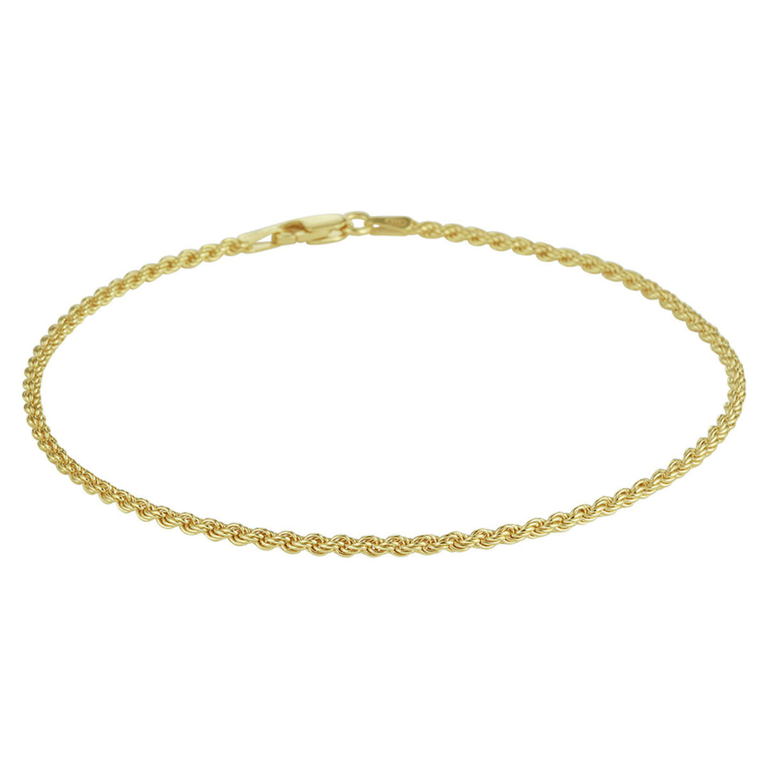 anklet cord 2 mm 24 cm 3 micron silver gold plated (yellow)