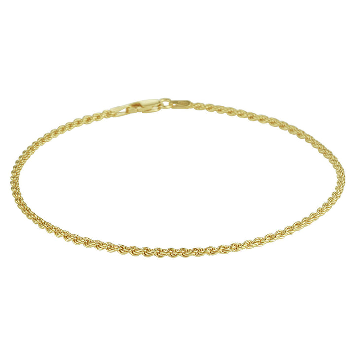 anklet cord 2 mm 24 cm 3 micron silver gold plated (yellow)