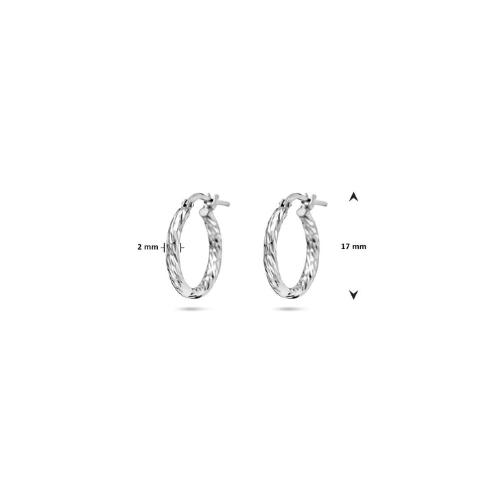 earrings diamond-plated 2.0 mm silver rhodium-plated