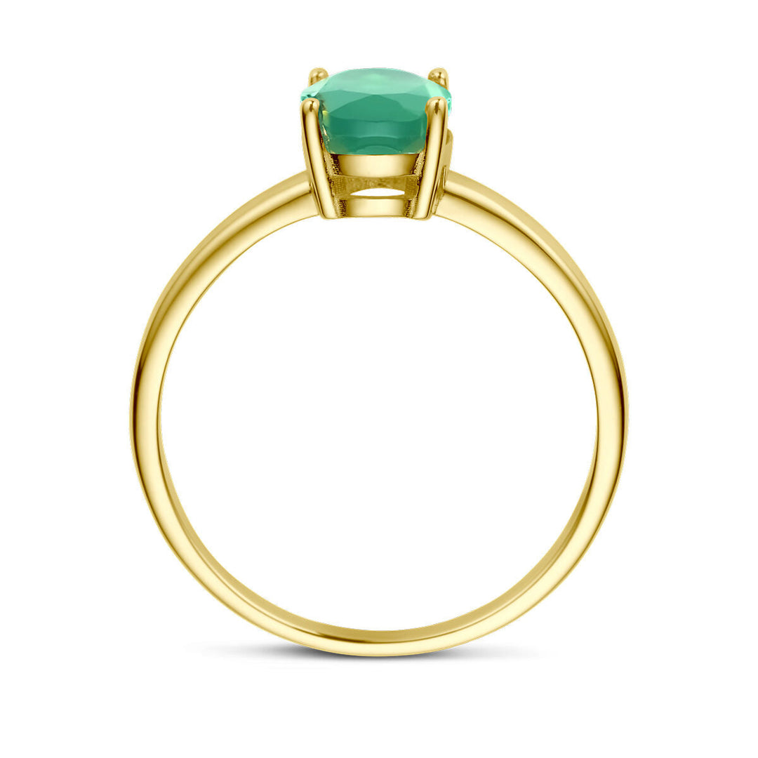 ring groen agaat 14K geelgoud