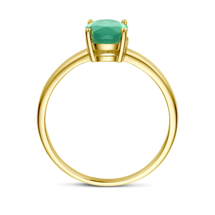 ring groen agaat 14K geelgoud