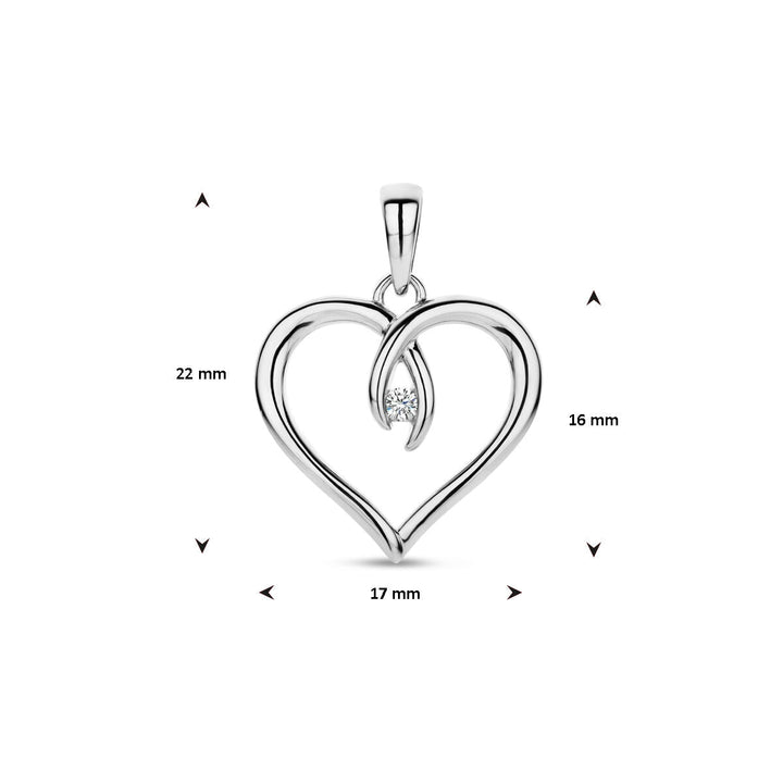 pendant heart zirconia silver rhodium plated