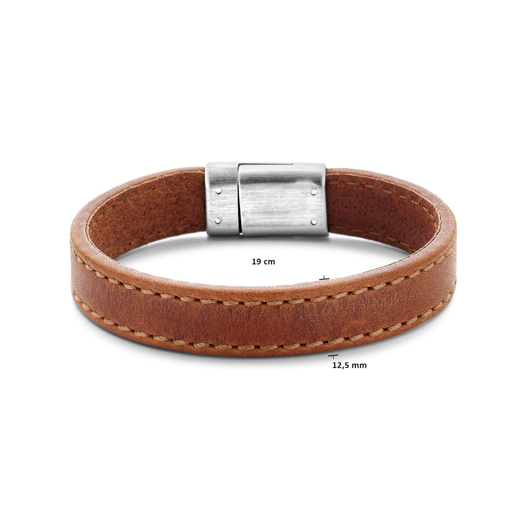 bracelet leather brown 12.5 mm stainless steel