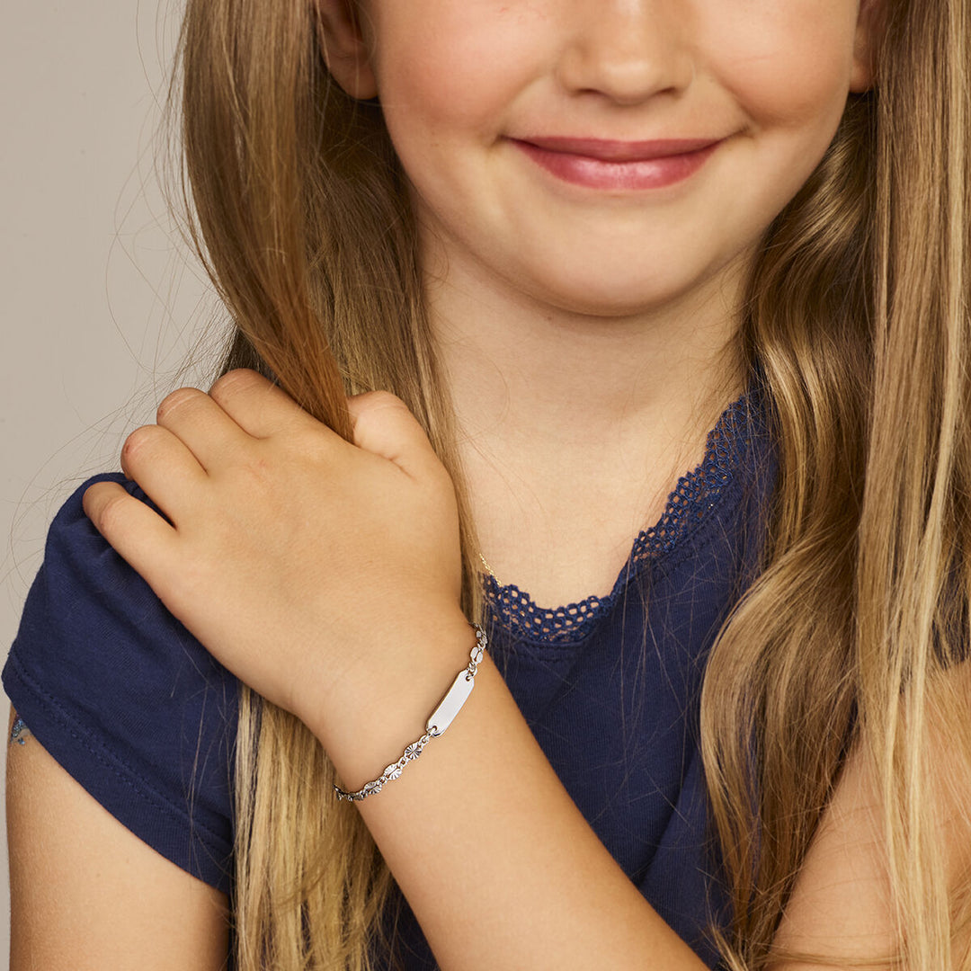 engraving bracelet plate 5.0 mm 11 + 2 cm silver rhodium plated