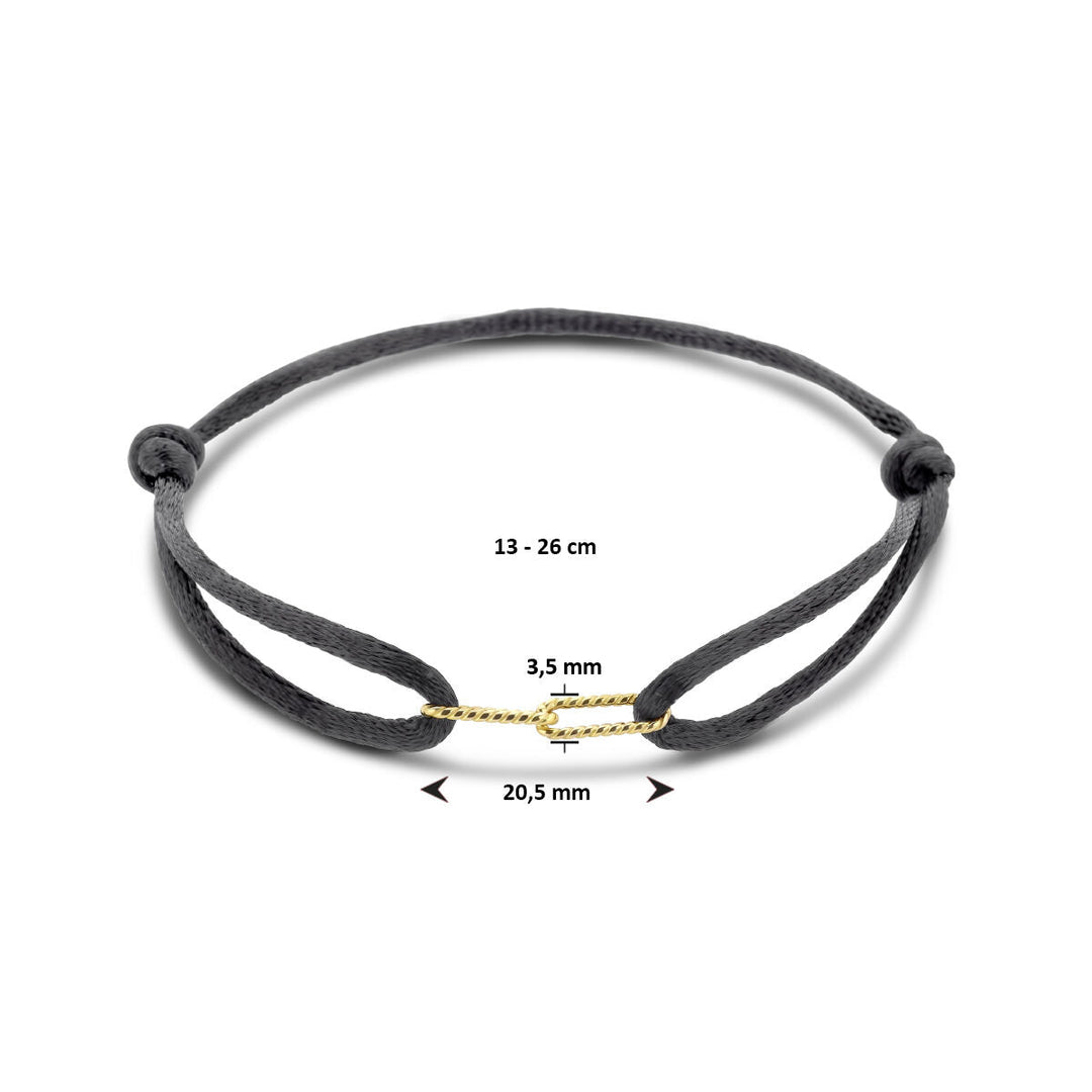 bracelet satin 14K gold with rubber/nylon/leather