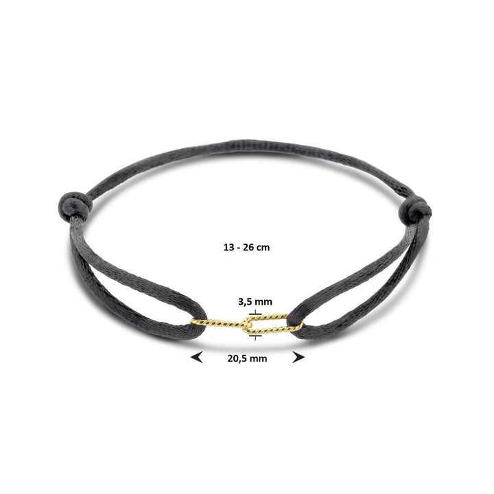bracelet satin 14K gold with rubber/nylon/leather