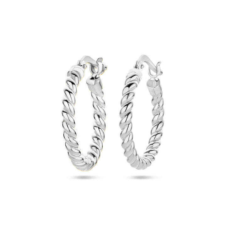 earrings twisted tube silver rhodium plated