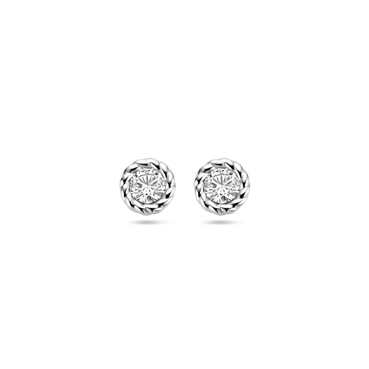 oorknoppen zirkonia zilver gerhodineerd
