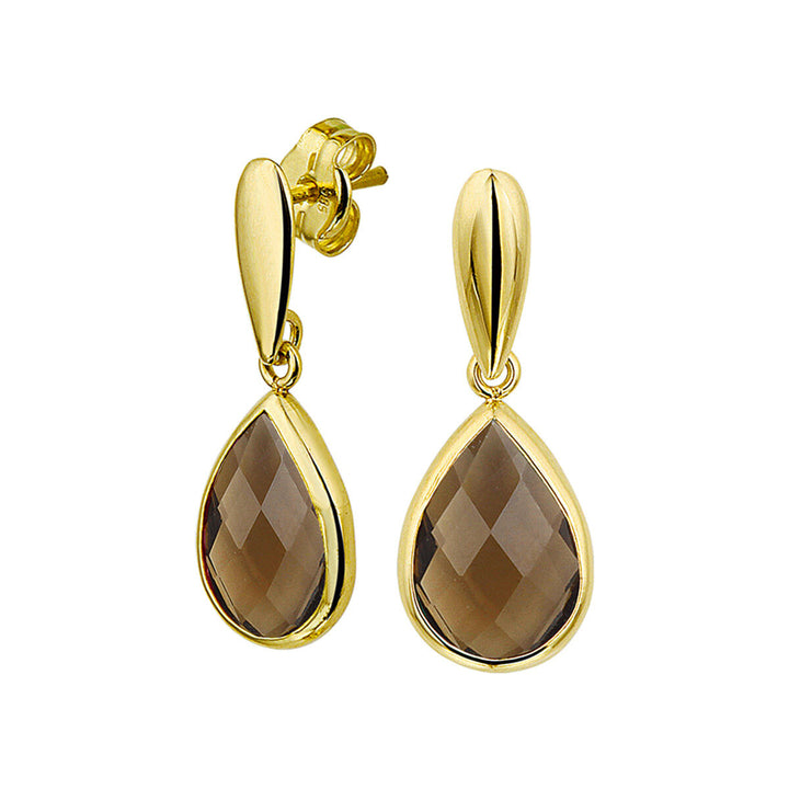 earrings smoky quartz 14K yellow gold