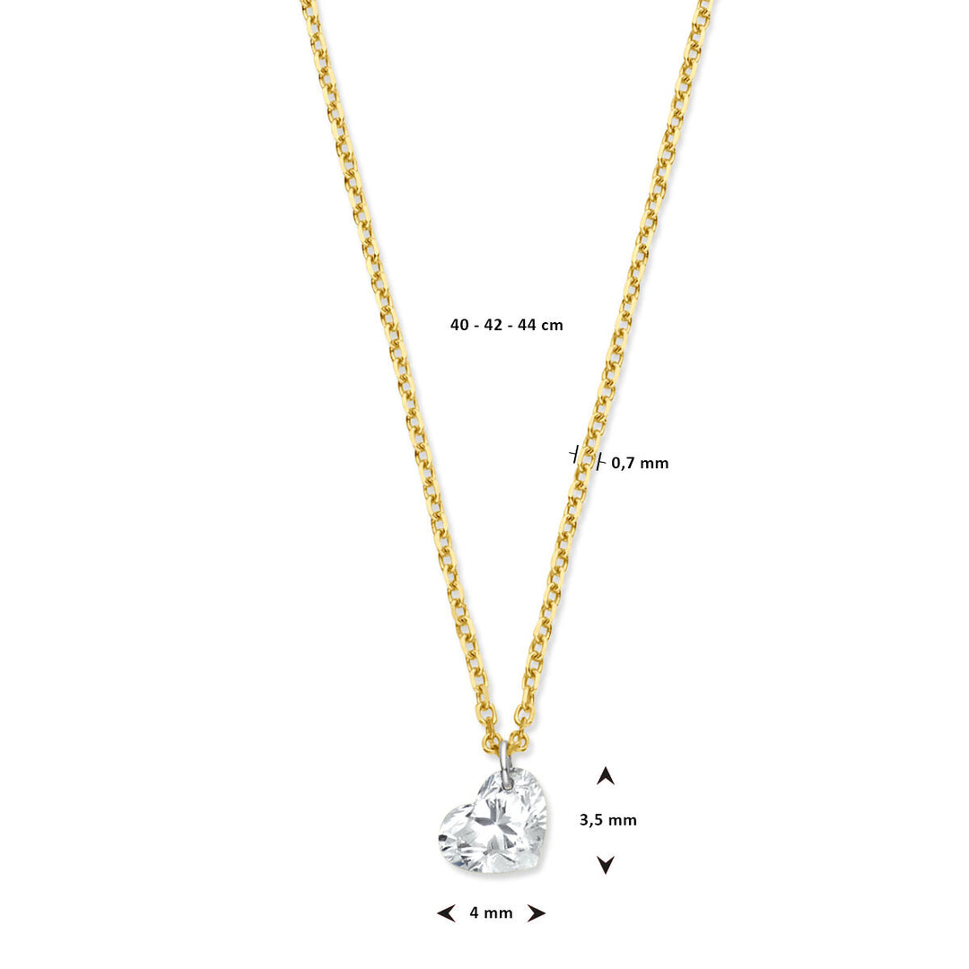 necklace heart diamond 40 – 42 – 44 cm 0.20ct g si 18K yellow gold