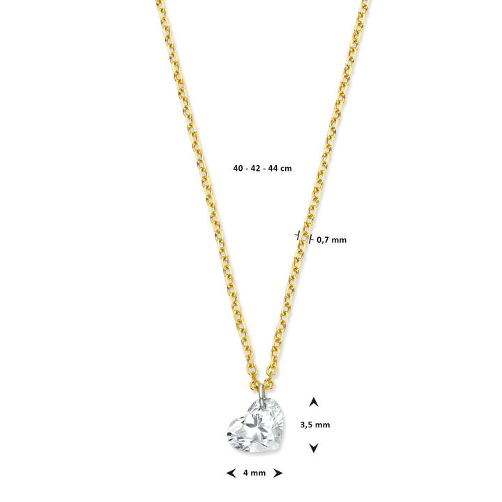 necklace heart diamond 40 – 42 – 44 cm 0.20ct g si 18K yellow gold